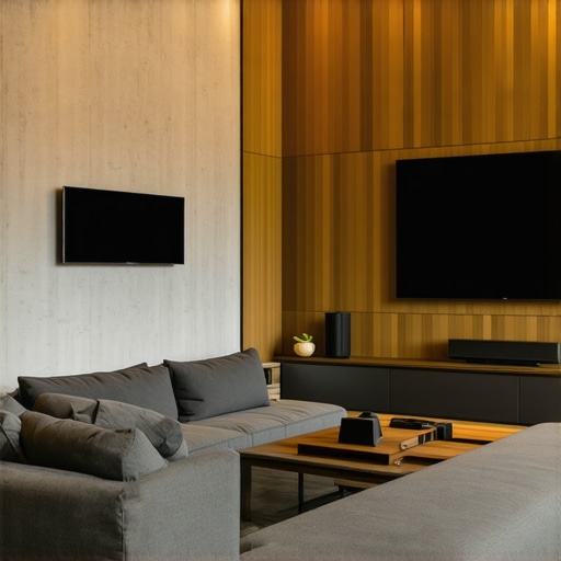 Stylish home theater setup with soundbar and surround speakers