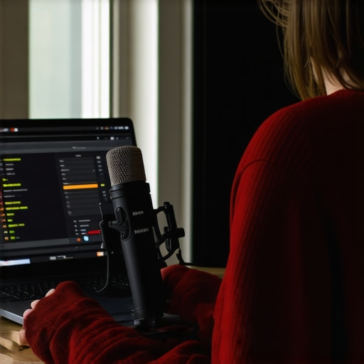 Calibrating Home Audio System with Precision Tools Person using microphone and REW software to maintain home speakers