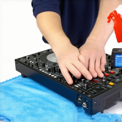 Technician cleaning audio equipment to ensure optimal performance