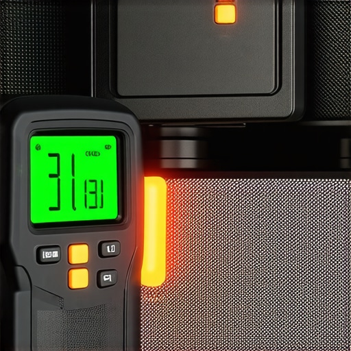 Infrared thermometer pointed at receiver's vent during maintenance