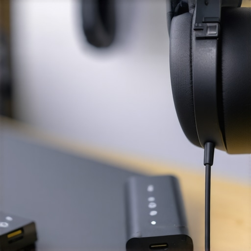 Close-up of a Bluetooth adapter connected to headphones showing clear sound transmission