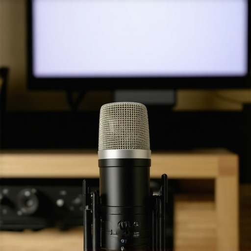 Home Audio Maintenance Tools Expert using audio analyzer and calibration microphone for home audio calibration