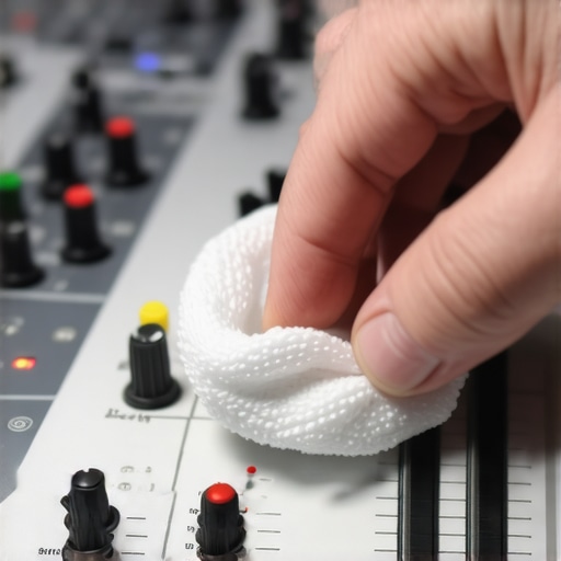 A technician cleaning audio equipment with specialized tools to ensure optimal performance