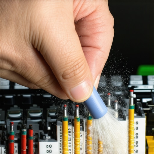 Technician applying contact cleaner to audio connector to maintain sound quality