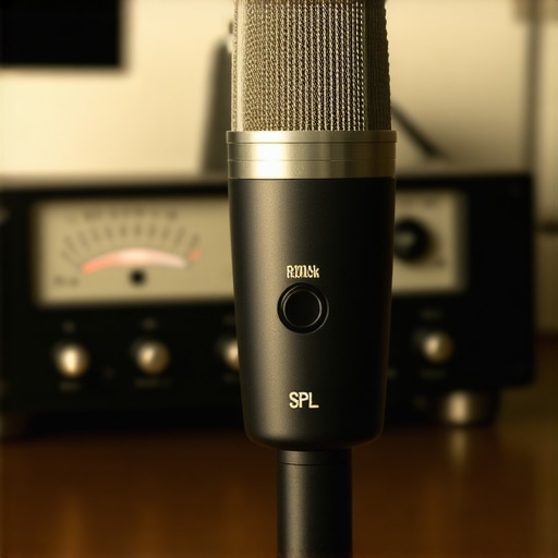 A close-up shot of a microphone and SPL meter used for calibrating home audio systems