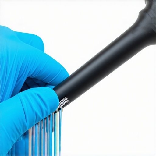 Technician cleaning fiber optic connectors with a specialized tool to ensure clear audio signals