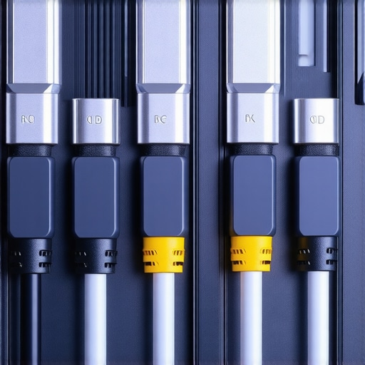 Close-up of HDMI ARC and optical connections on a modern home theater system.