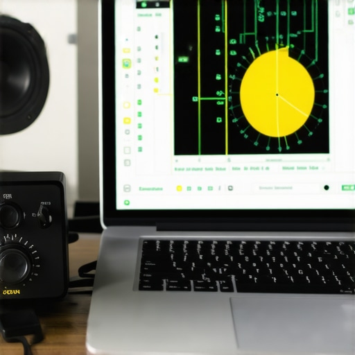 Home Audio Calibration Tools Person calibrating home audio system using SPL meter and REW software on laptop.