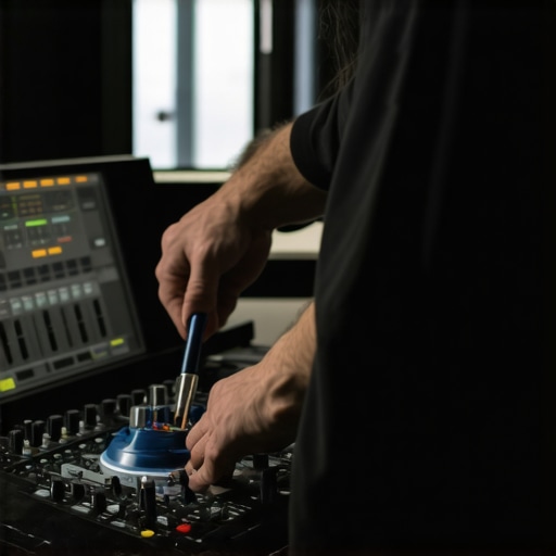 Maintaining Audio Gear with Proper Tools A technician using contact cleaner and a microfiber cloth to clean home audio equipment.