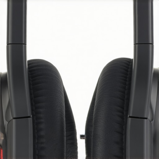 Close-up of foam ear pads on open-back headphones demonstrating sound leakage reduction