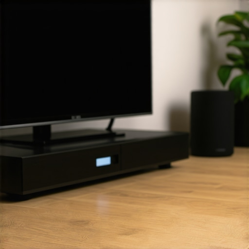 Wireless audio setup with calibrated speakers and TV for optimal sync