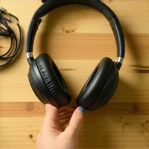 Person demonstrating the over-under method for winding headphones to prevent tangles.