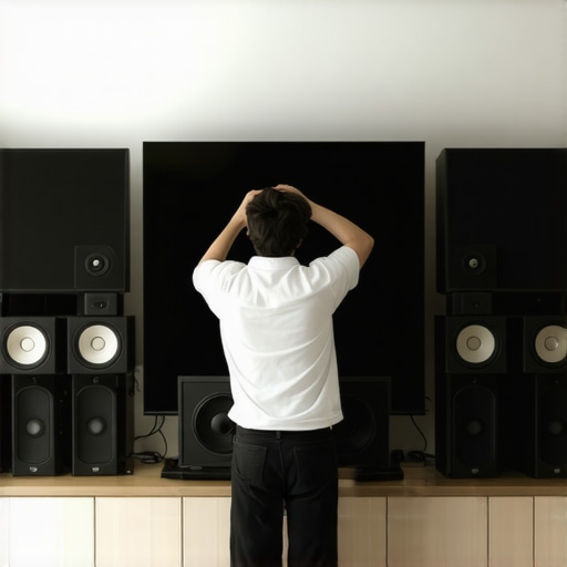 Person fine-tuning speaker positions in a home theater room