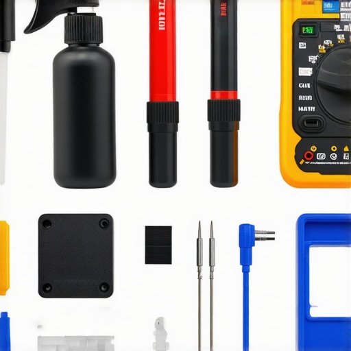 Tools for maintaining home audio systems, including cleaning supplies and diagnostic tools.