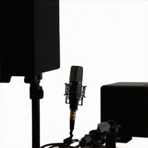 Person calibrating home audio speakers with a professional microphone. The scene highlights the importance of precise setup for optimal sound.