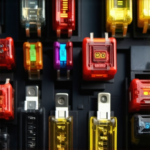 View of a car's fuse box showing fuses and wiring connections
