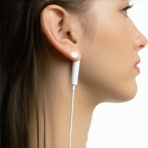 Person cleaning earbuds with brush to improve sound quality