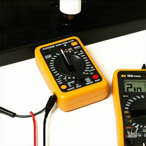 Multimeter and contact cleaner being used for audio equipment maintenance