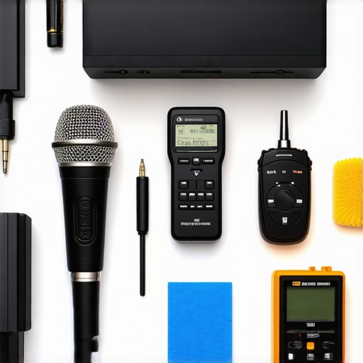 Various audio maintenance tools laid out on a table for system upkeep
