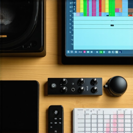 Home Audio System Calibration Tools A person calibrating home theater speakers with professional audio tools