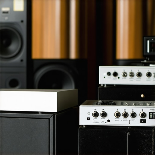High-end audio equipment with room treatment in background