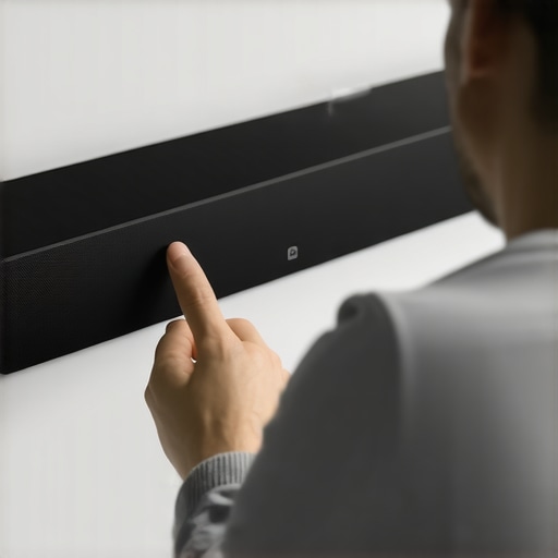 Optimizing Soundbar Placement and Settings Person calibrating and connecting a soundbar to enhance audio quality