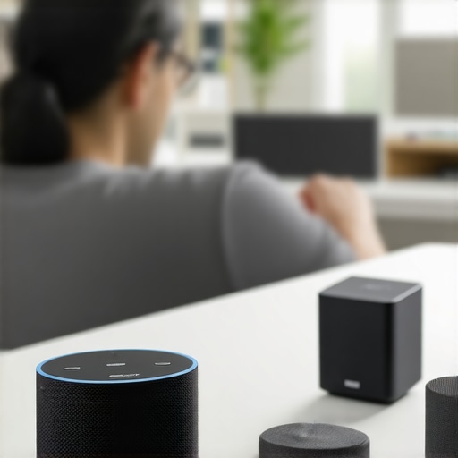 Person adjusting Wi-Fi router and reconnecting wireless speaker for better signal.