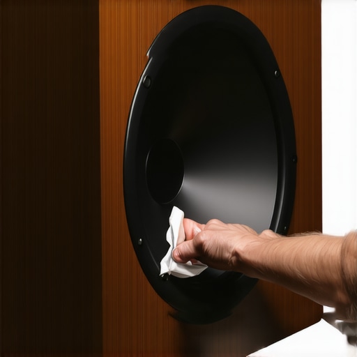 Technician applying adhesive to a speaker surround during repair process