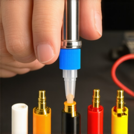 Person cleaning audio connectors with a precision tool, showcasing maintenance technique for speakers and amps.