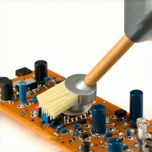 Technician cleaning potentiometer using contact cleaner and brush