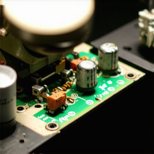 A technician applying contact cleaner to a vintage receiver's volume knob