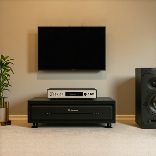 Expert Audio Room Calibration Audio enthusiast calibrating home theater system with specialized equipment