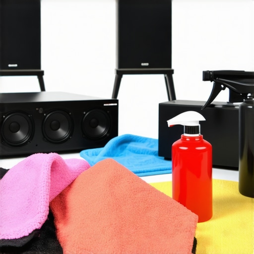Technician cleaning home audio equipment with specialized tools to ensure optimal performance.