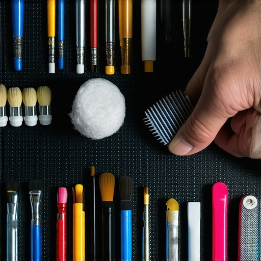 Professional Audio Equipment Maintenance Person using cleaning tools on high-end audio equipment to ensure optimal performance
