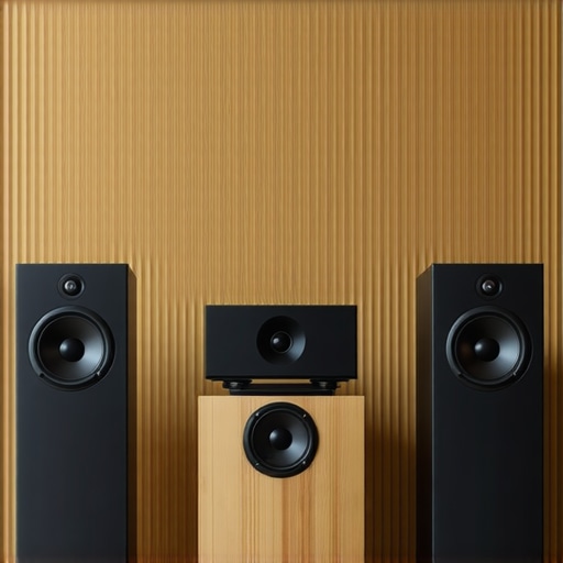 Modern home audio system with speakers and acoustic panels