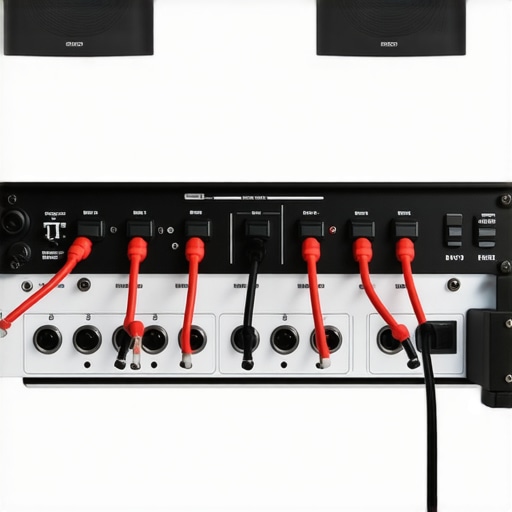 Close-up of speaker wires with red and black connectors during phase testing