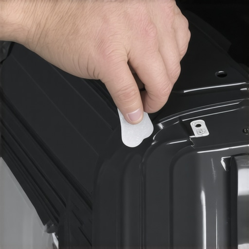 Applying Foam Tape to Rear Deck Panel Applying adhesive foam tape to the underside of a car rear parcel shelf to eliminate speaker vibrations