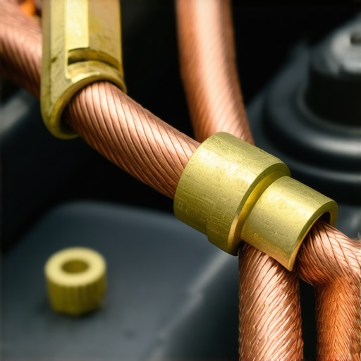 Big Three Car Audio Ground Wire Upgrade Upgraded zero-gauge ground wire connected to a car battery under the hood to prevent voltage drops