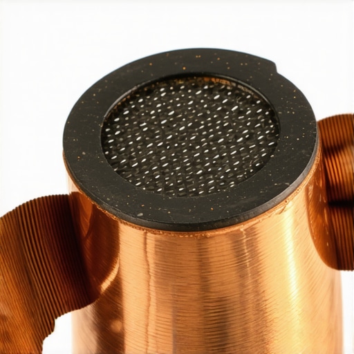 Burnt Subwoofer Voice Coil Close-up Close up of a bubbled and burnt copper voice coil from an overheated subwoofer speaker.