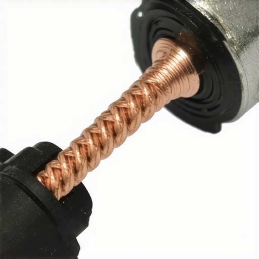A close-up view of a perfectly cleaned copper speaker wire connected to a high-end binding post.