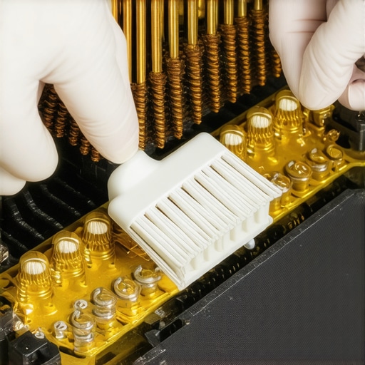Cleaning Car Audio Terminals for Better Signal Close-up of a person cleaning car amplifier terminals with contact cleaner to remove oxidation.