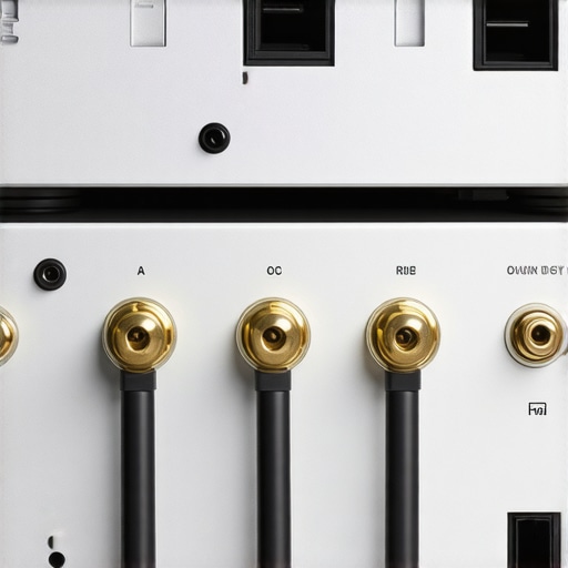 Back panel of high-end audio pre-amplifier showing clean gold-plated RCA connections
