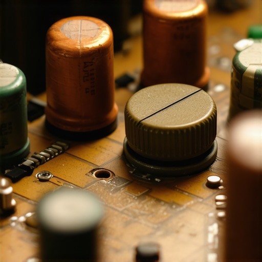 A person using a cleaning tool on the internal circuits of a stereo receiver to prevent audio crackling.