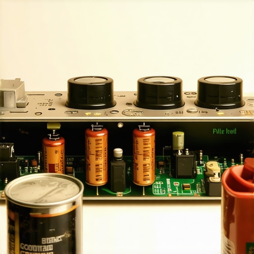 Cleaning Vintage Audio Components Close up of internal circuitry of an old amplifier being cleaned with contact cleaner.