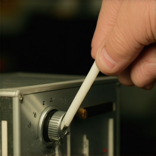 Close-up of contact cleaner being applied to an audio dial