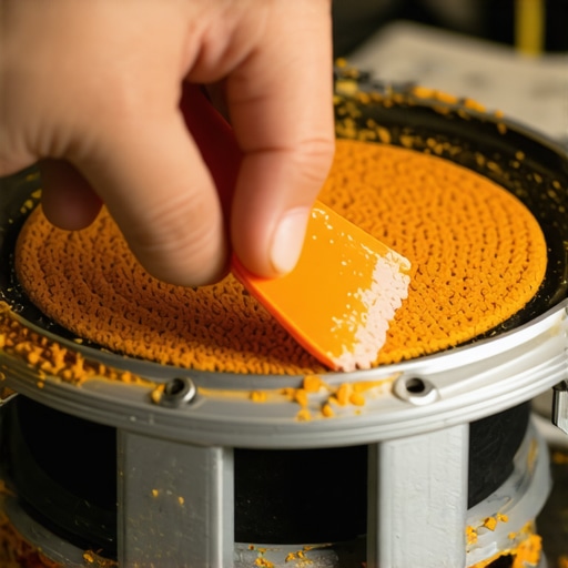 Close up of scraping old foam off a speaker basket