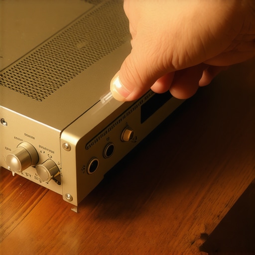 Close-up of using electrical contact cleaner on a vintage audio receiver knob