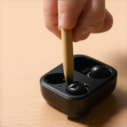 Cleaning debris out of a USB-C charging port on a wireless earbud case