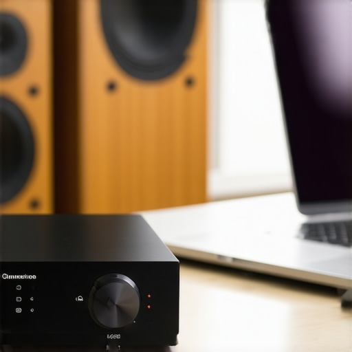 A high-end DAC and laptop setup showing the minimal difference in modern audio components.