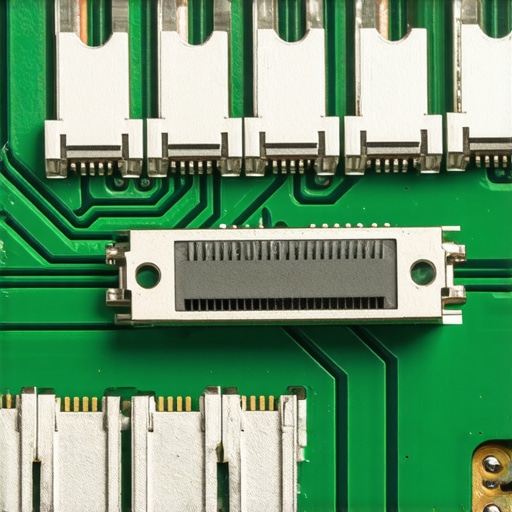 Macro view of headphone jack internal copper contacts on a circuit board